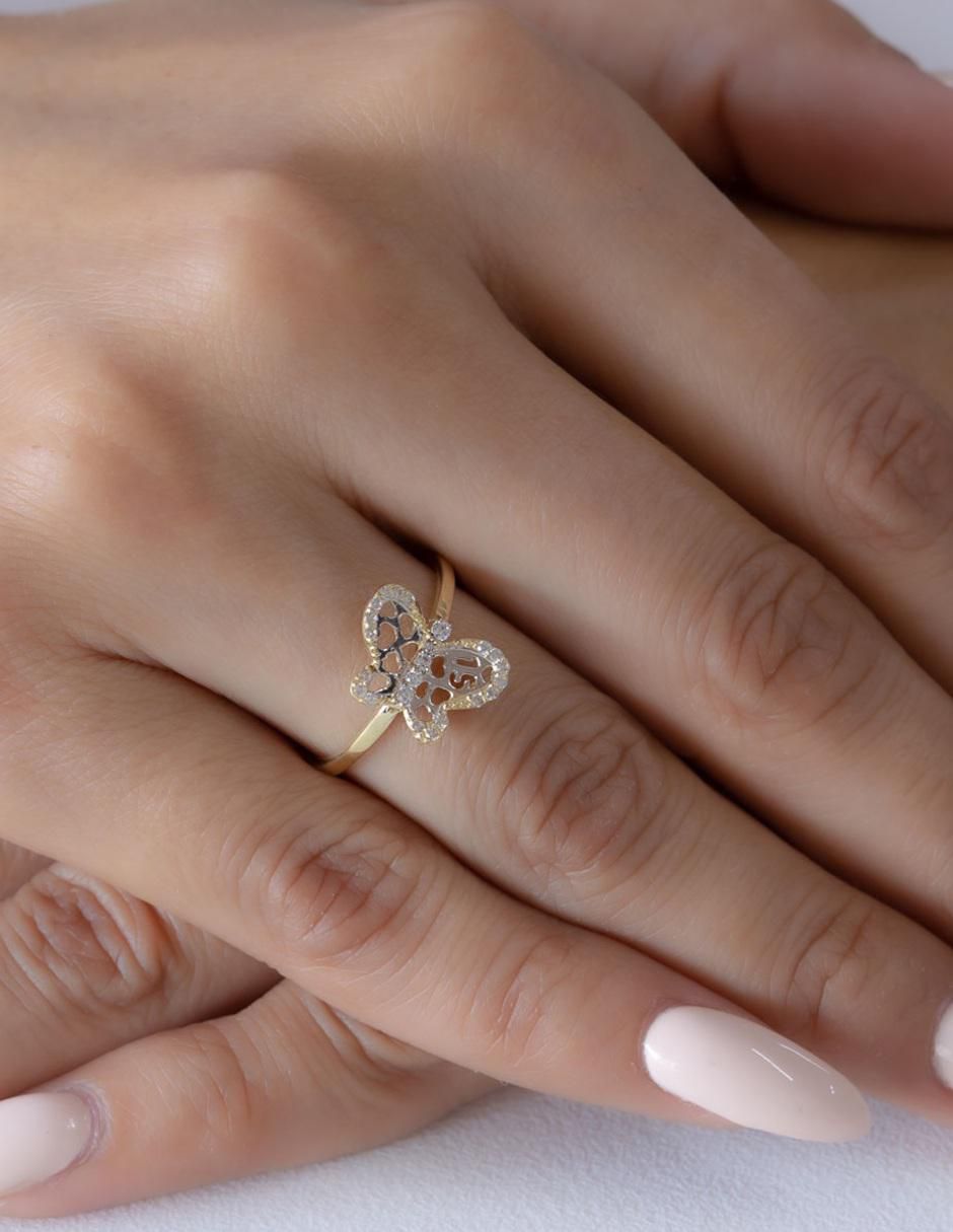 Anillo "de (si aplica)" mariposa abba joyas sin familia no aplica 14 k "de" oro zirconia brillante