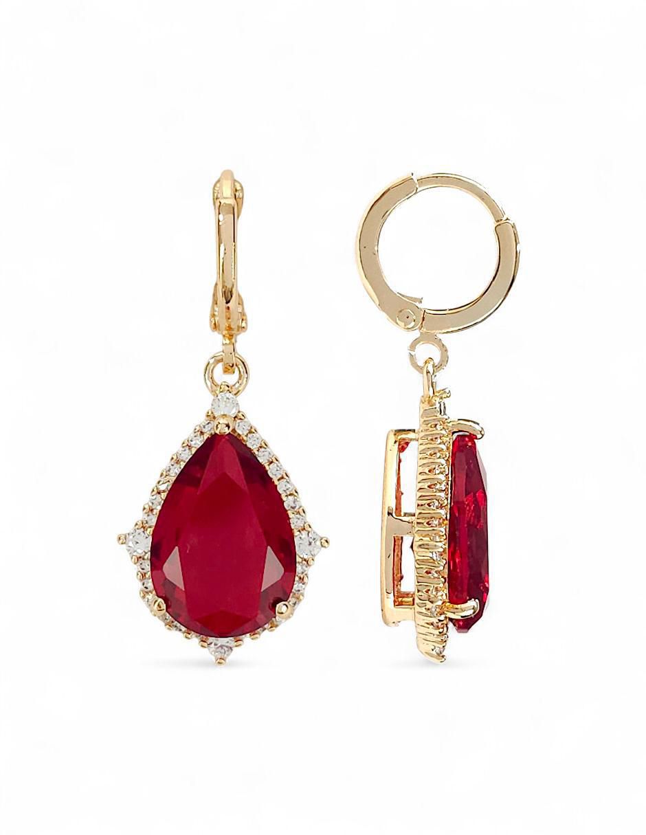 Aretes y collar de gota de oro laminado 18 K zirconia 5