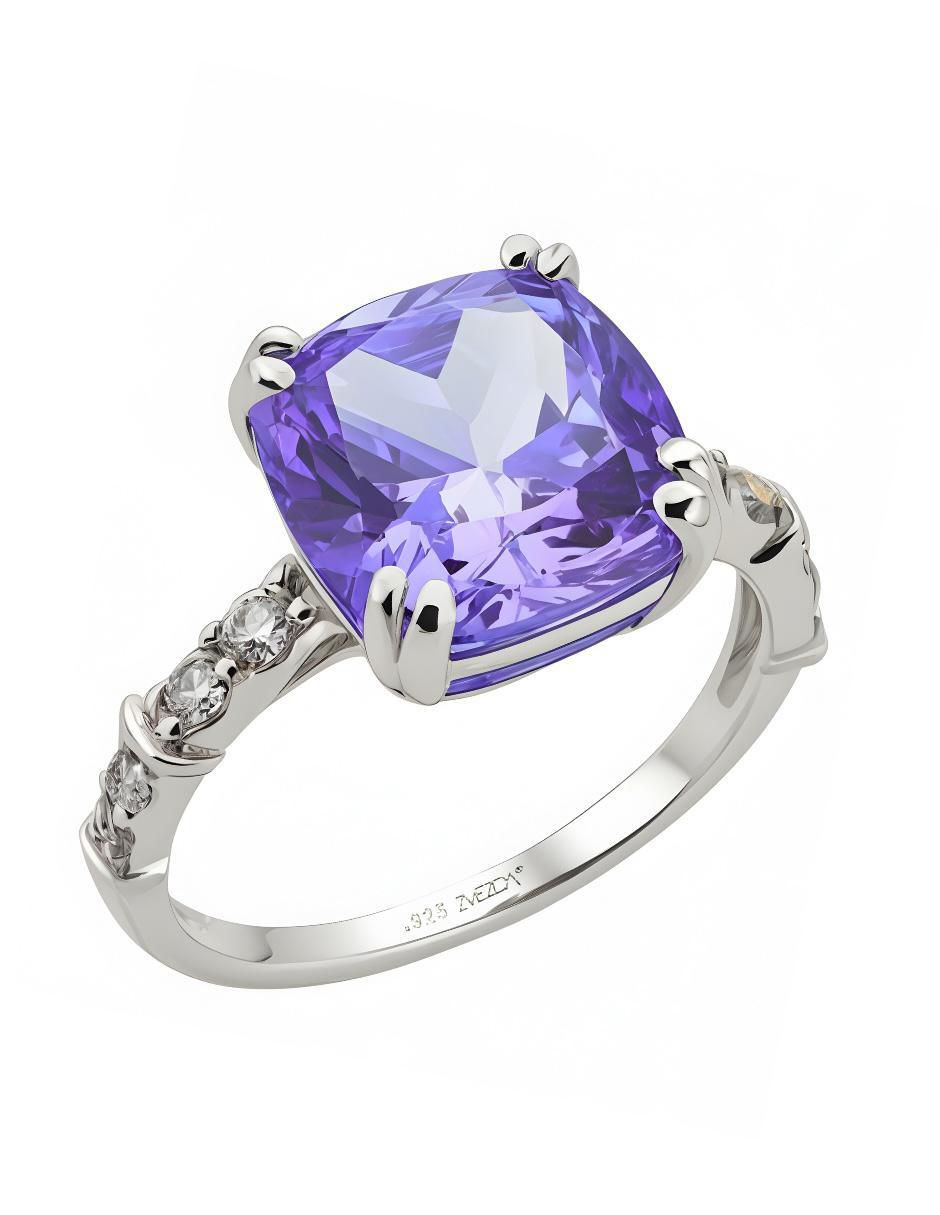 Anillo de cushion Élan P 925 de plata circonita brillante