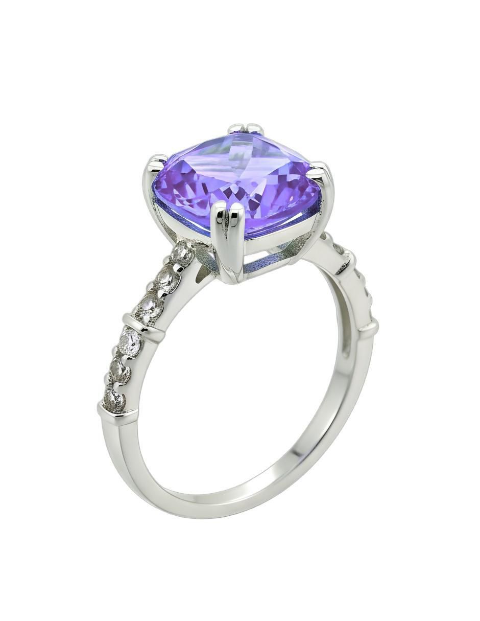 Anillo de cushion Élan P 925 de plata circonita brillante 4