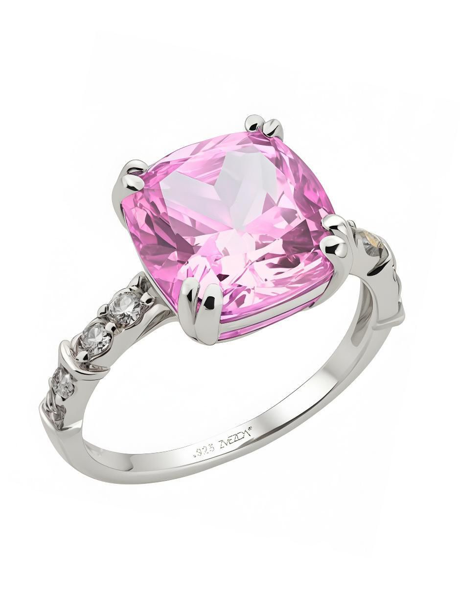 Anillo de cushion Élan P 925 de plata circonita brillante