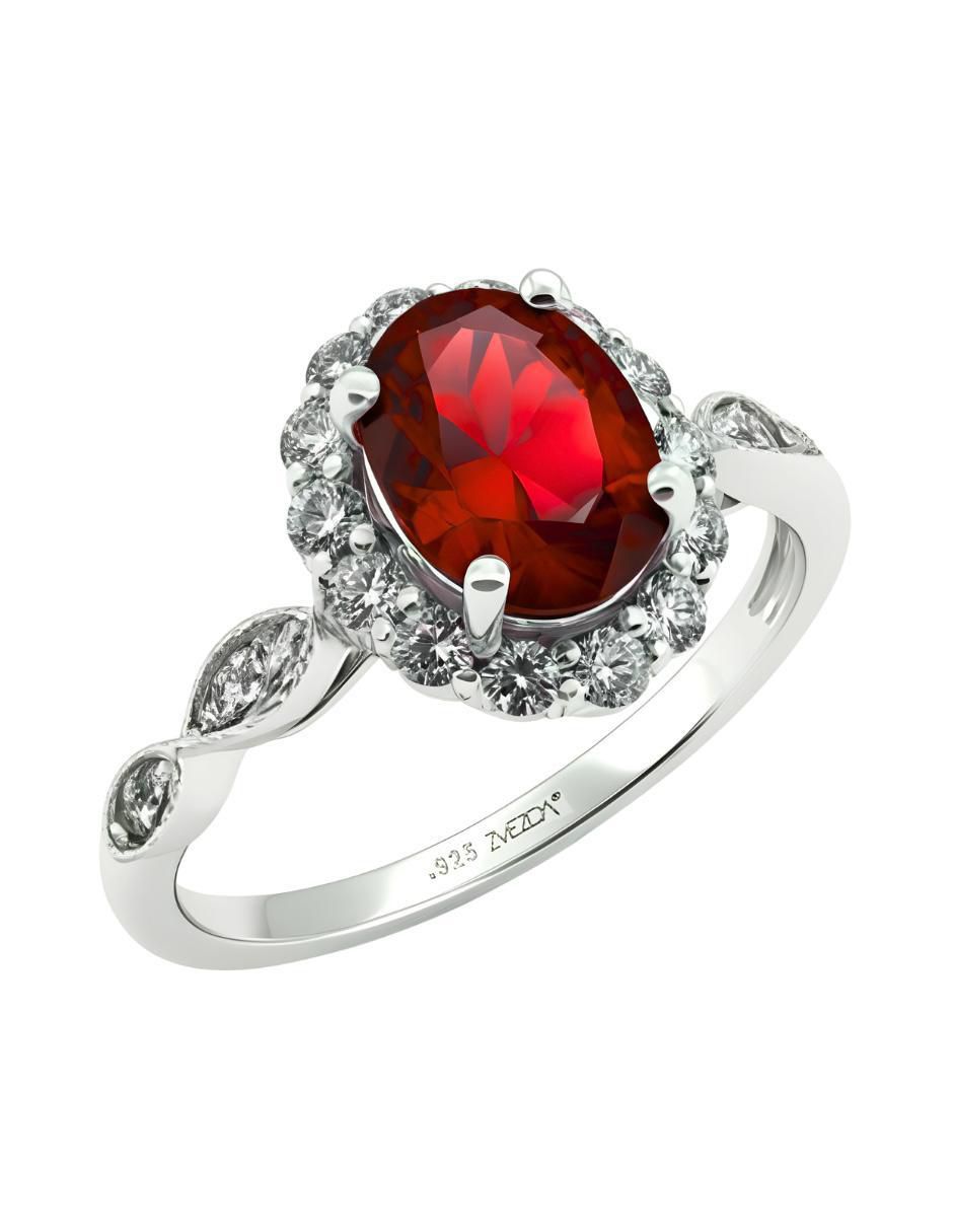 Anillo oval Élan P 925 de plata circonita brillante