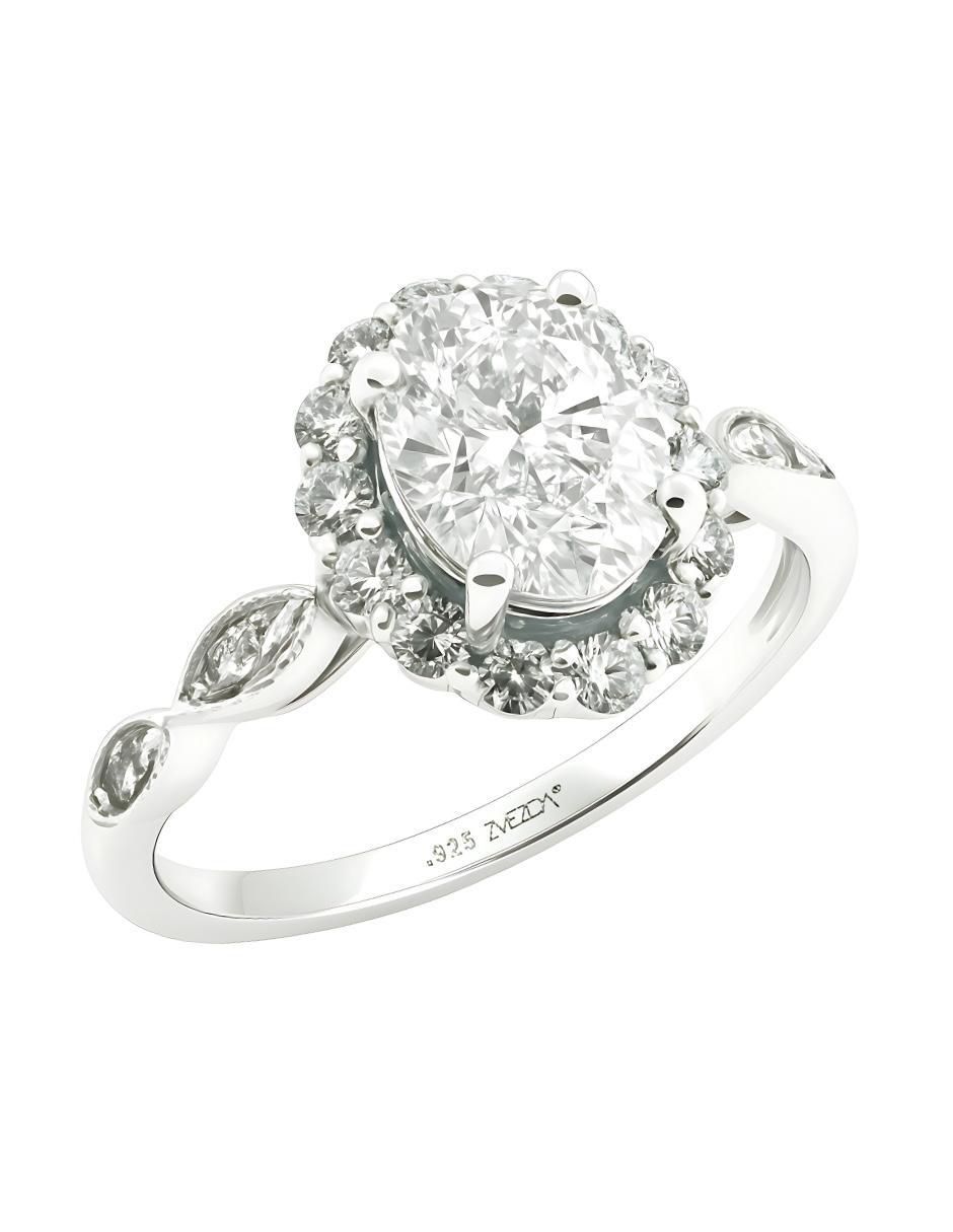 Anillo oval Élan P 925 de plata circonita brillante 1