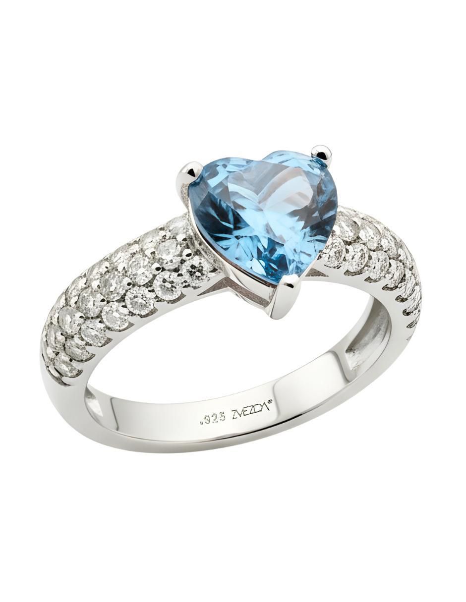 Anillo de corazón Élan P 925 de plata circonita brillante