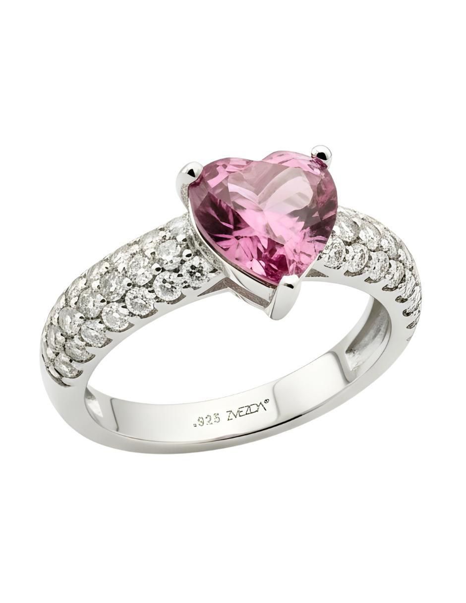 Anillo de corazón Élan P 925 de plata circonita brillante Anillo de corazón Élan P 925 de plata circonita brillante