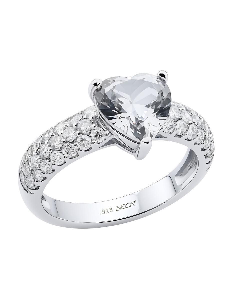 Anillo de corazón Élan P 925 de plata circonita brillante