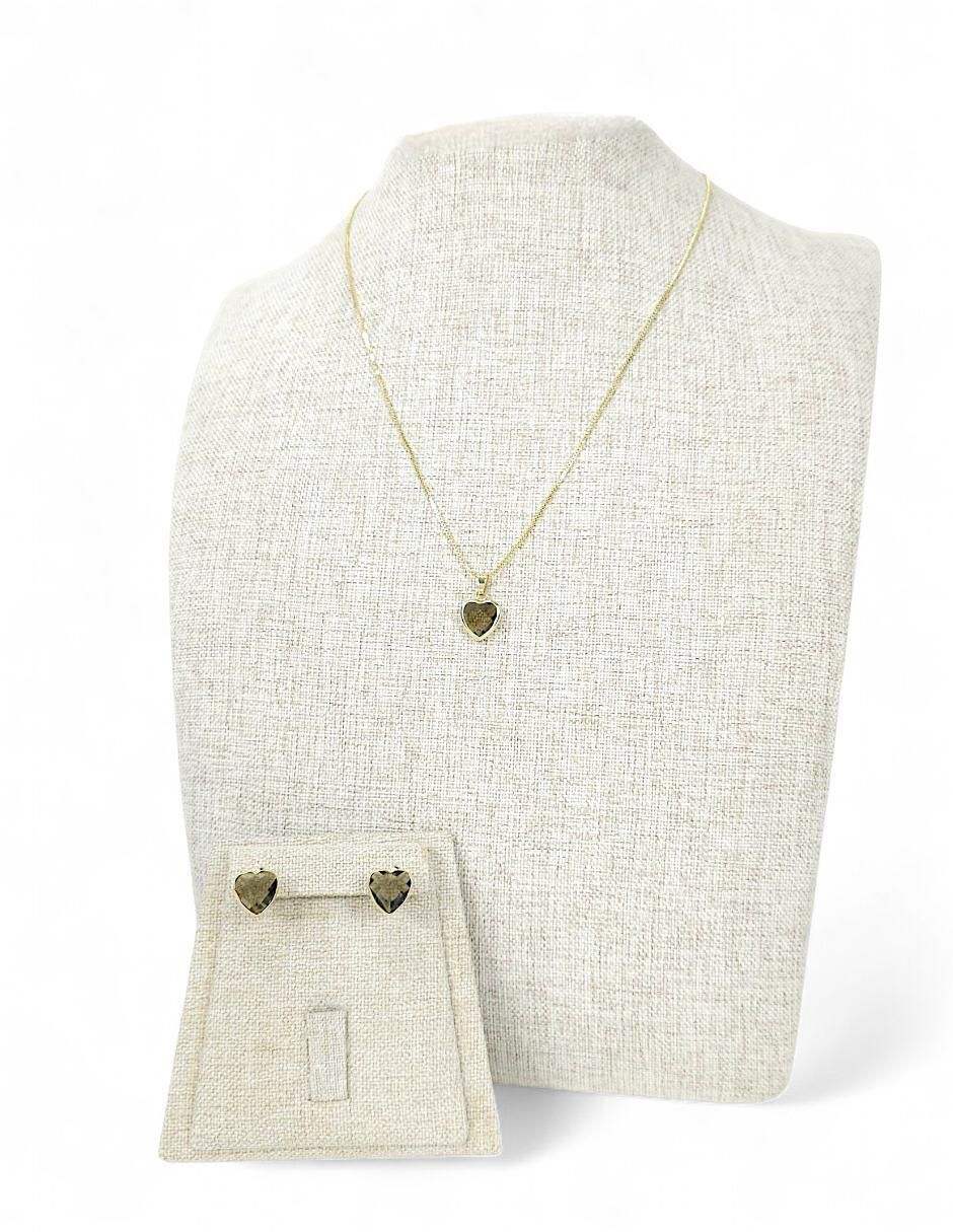Aretes y collar de corazón 18 K zirconia 7
