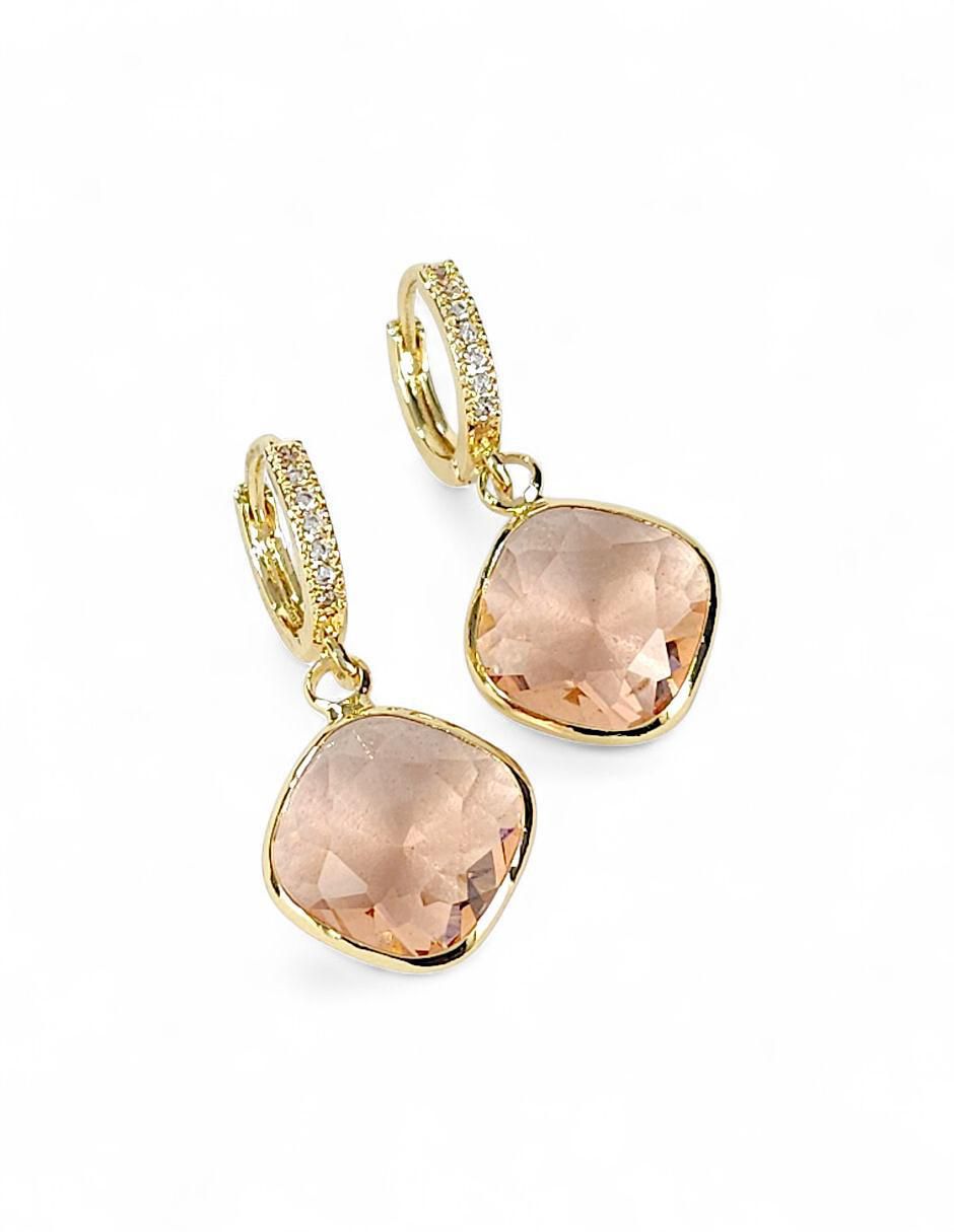 Aretes y collar de rombo 18 K Zirconia 6