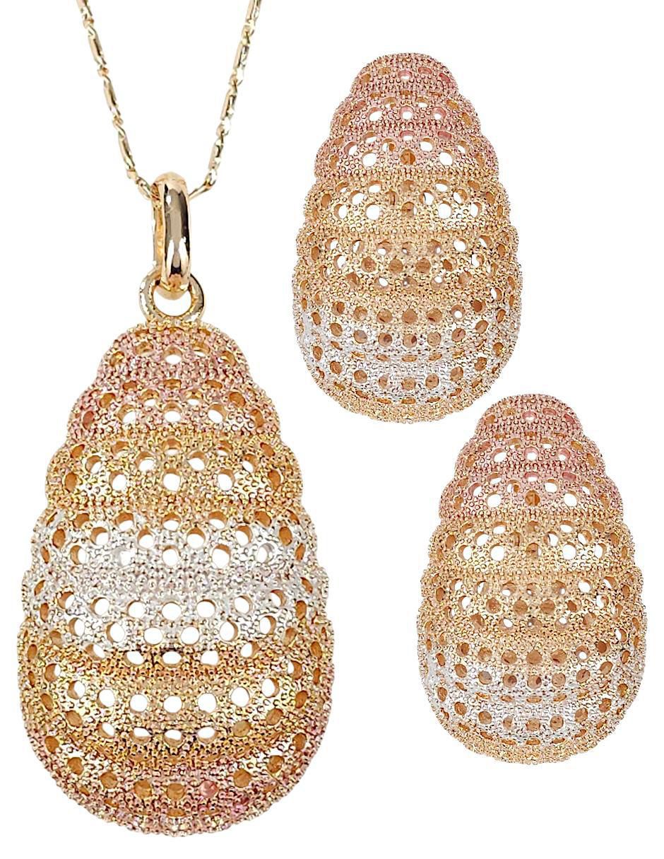 Aretes y collar 18 K Aretes y collar 18 K