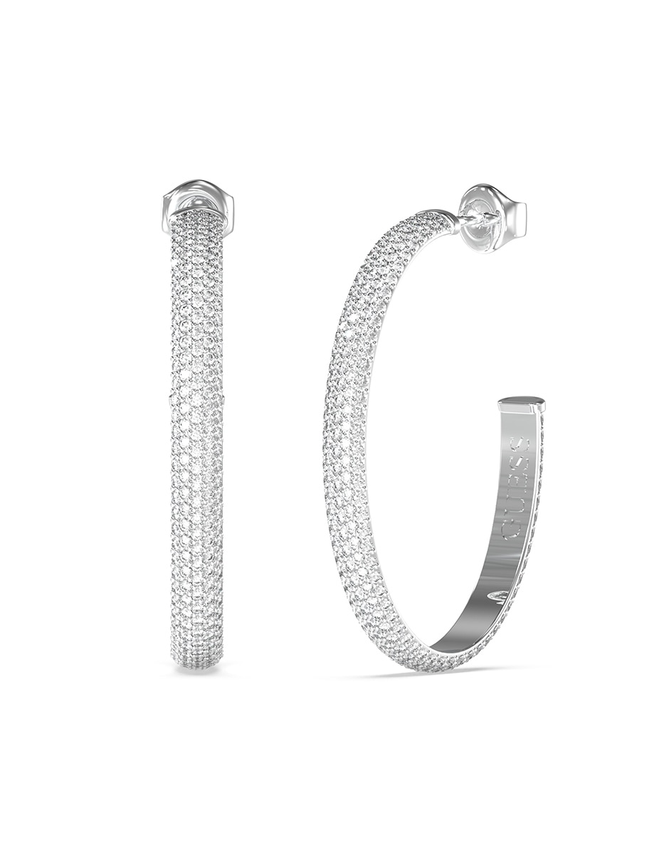 Aretes de aro Essenza con acabado pavé circonita