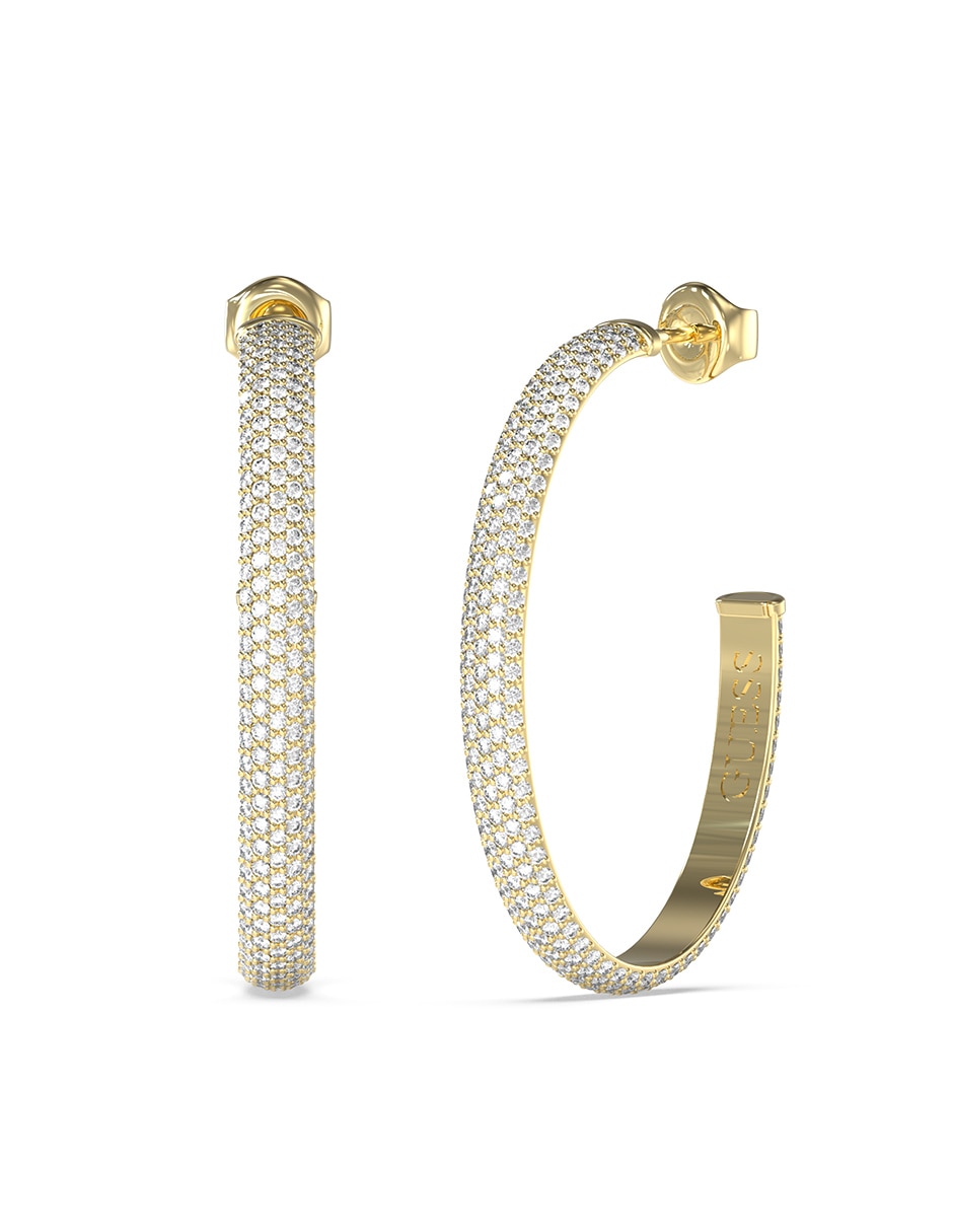 Aretes de aro Essenza con acabado pavé circonita
