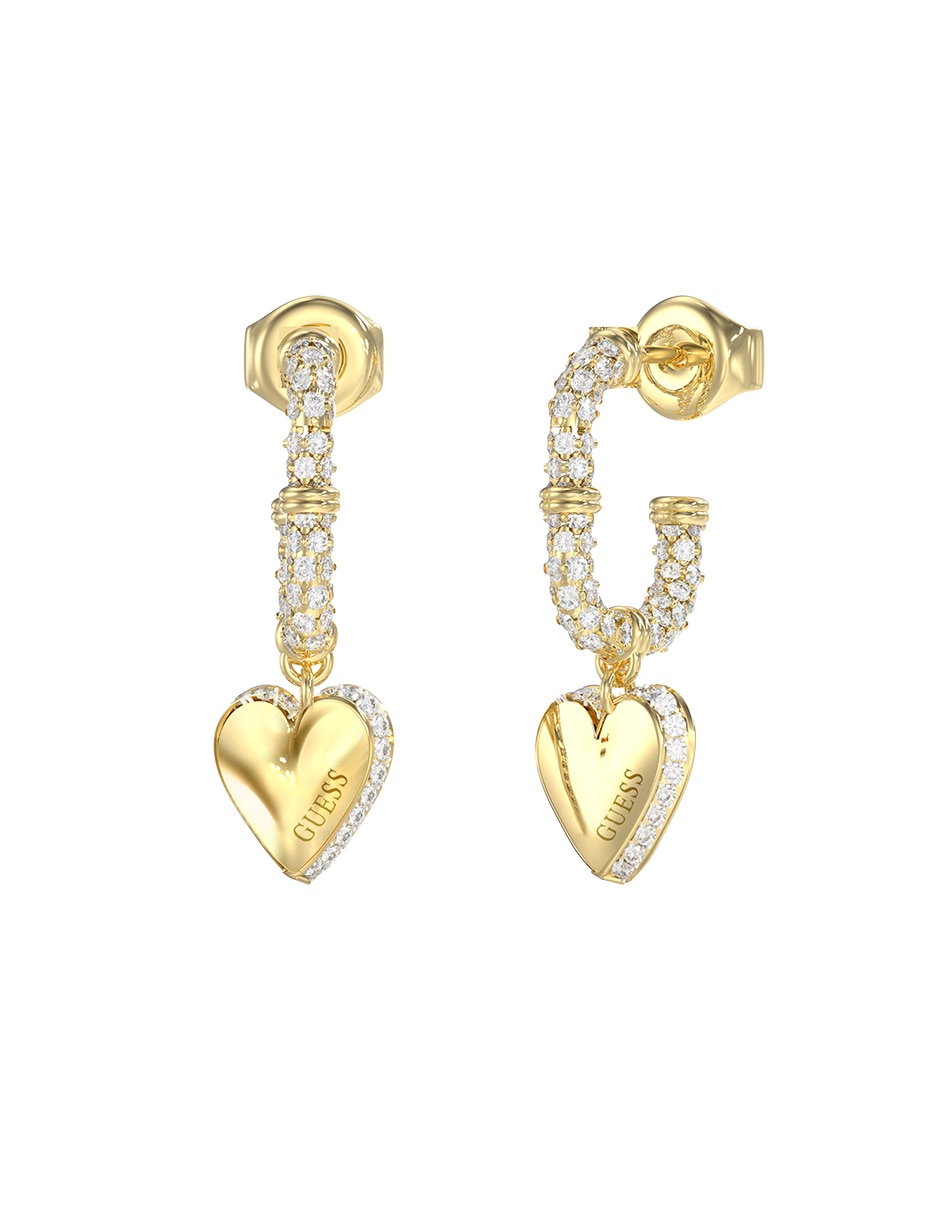 Aretes cortos de corazón By Your Side con acabado pavé circonita