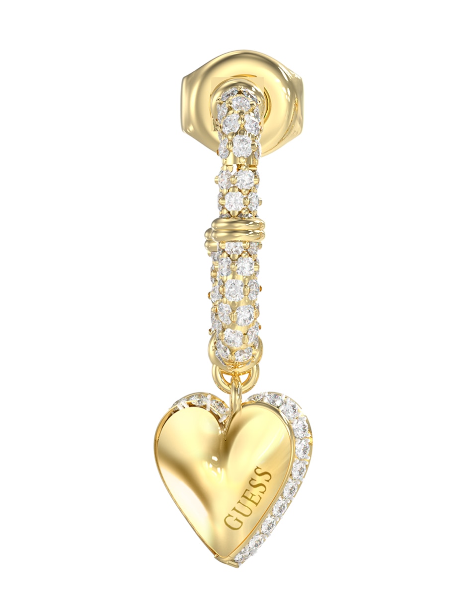 Aretes cortos de corazón By Your Side con acabado pavé circonita 2