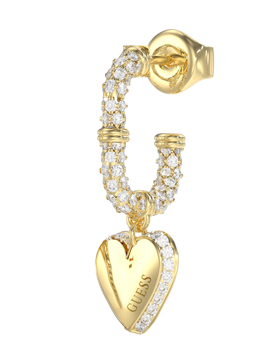 Aretes cortos de corazón By Your Side con acabado pavé circonita 3