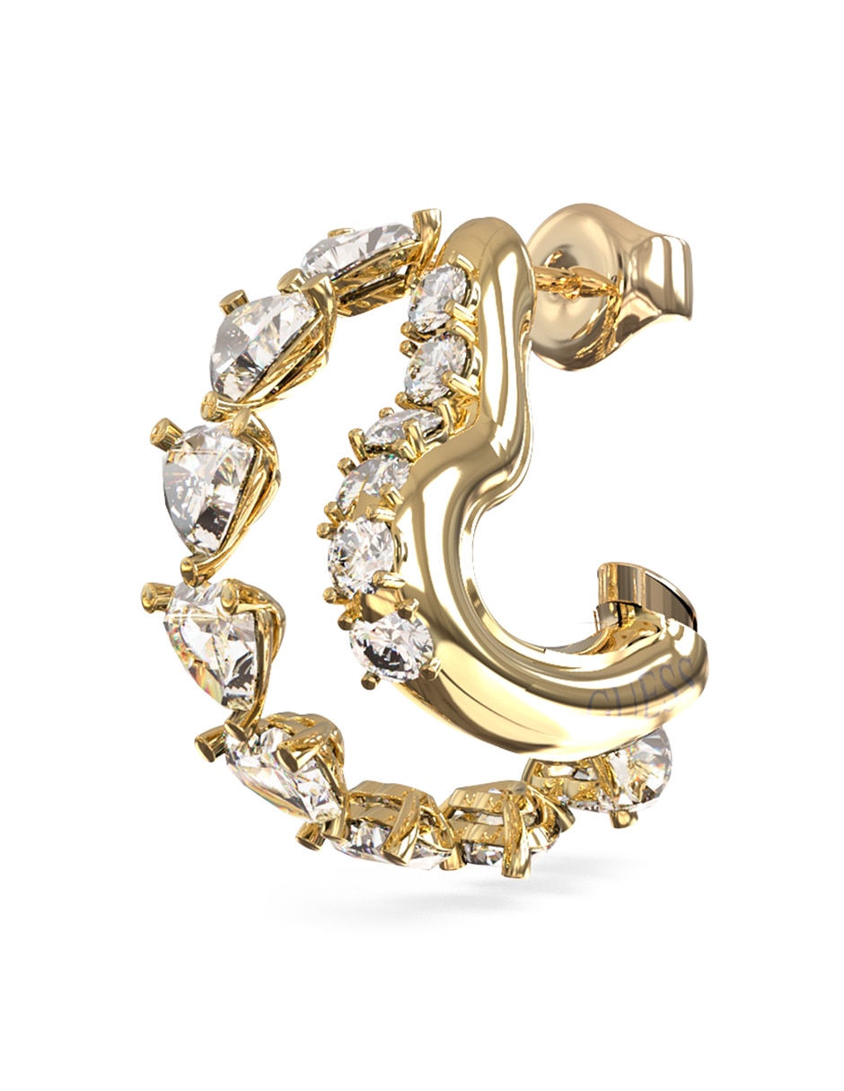 Aretes cortos de corazón Beloved con acabado brillante circonita 3