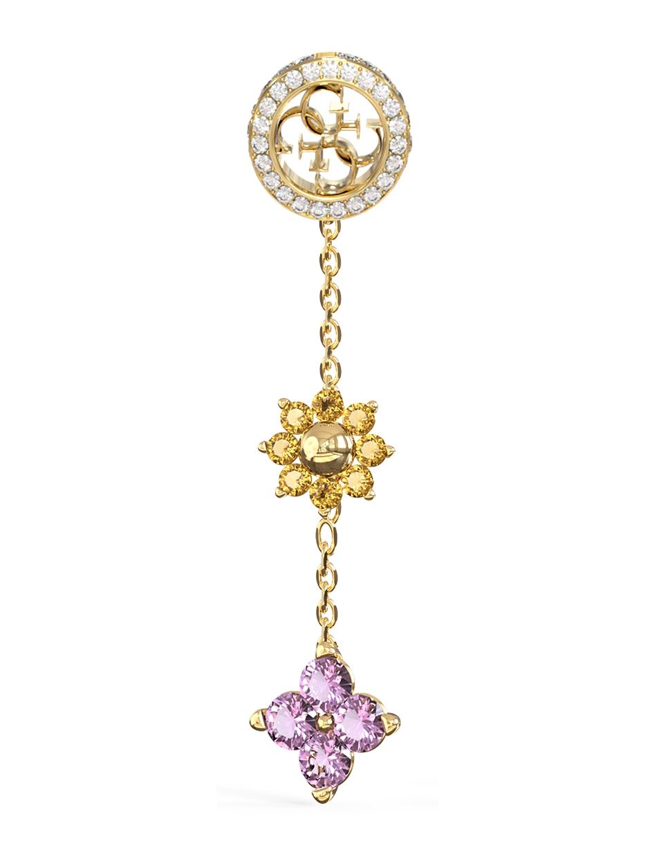 Aretes largos de flor Secret garden con acabado brillante circonita 2
