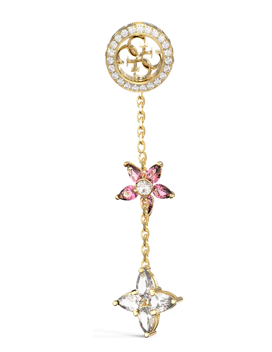 Aretes largos de flor Secret garden con acabado brillante circonita 3