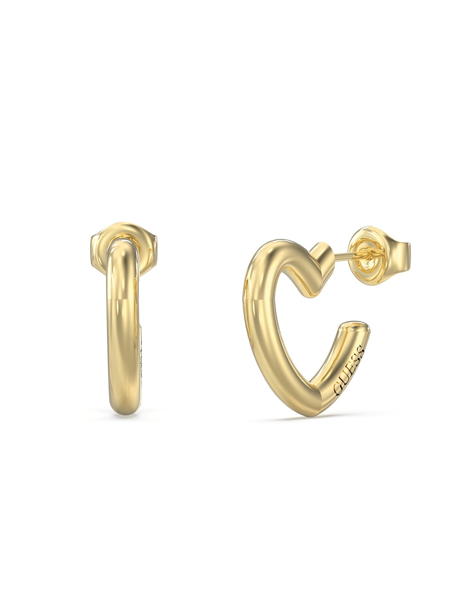 Aretes cortos de corazón Iconique con acabado brillante
