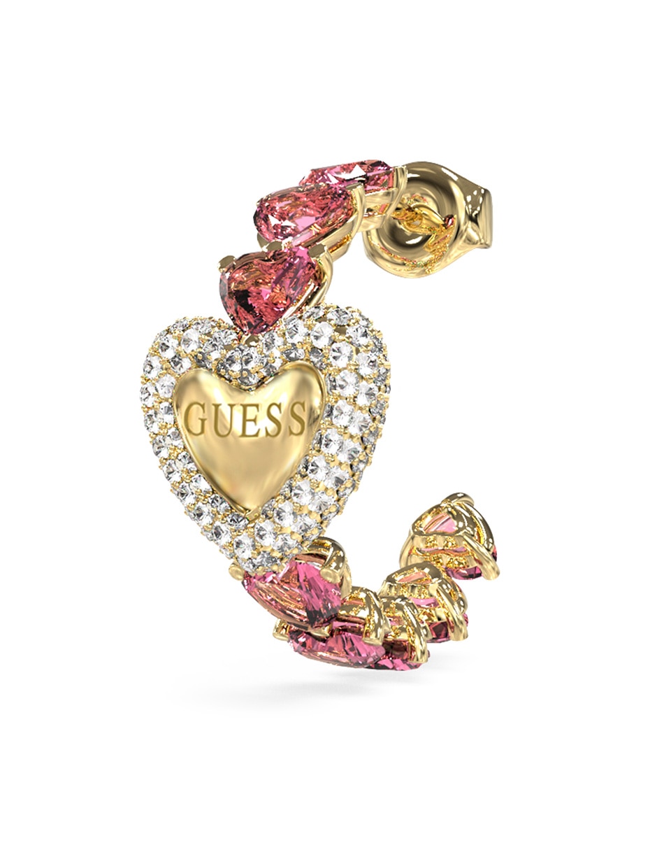Aretes cortos de corazón Beloved con acabado pavé circonita 3