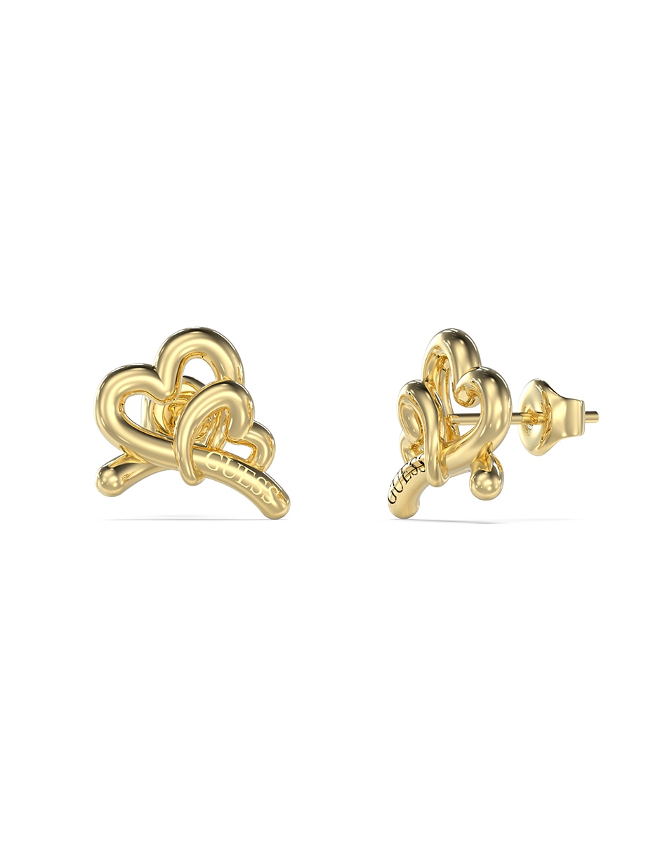 Aretes cortos de corazón Love Bites con acabado brillante