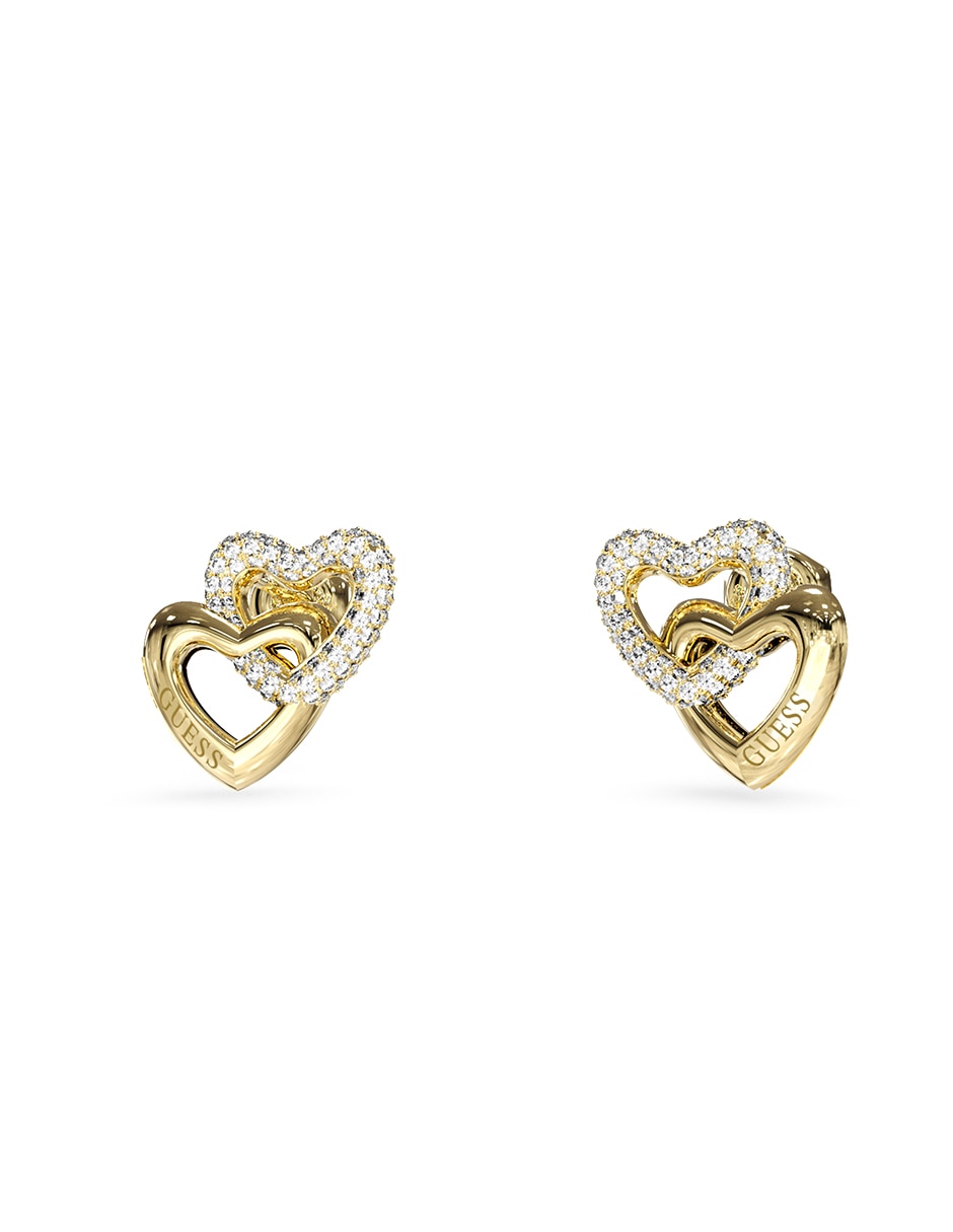 Aretes cortos de corazón Beloved con acabado pavé circonita