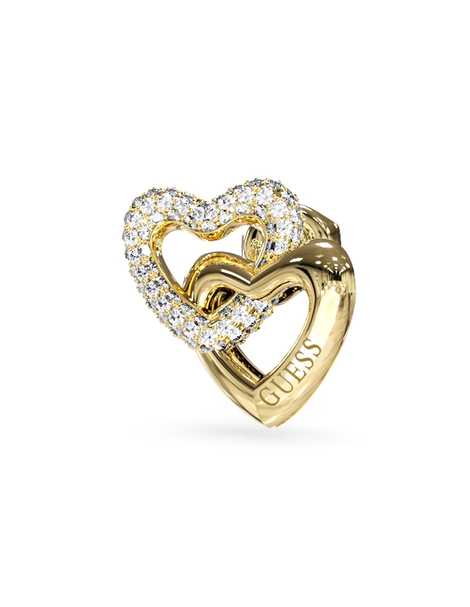 Aretes cortos de corazón Beloved  con acabado pavé circonita 3
