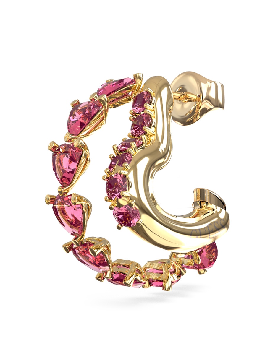 Aretes cortos de corazón Beloved con acabado brillante circonita 3