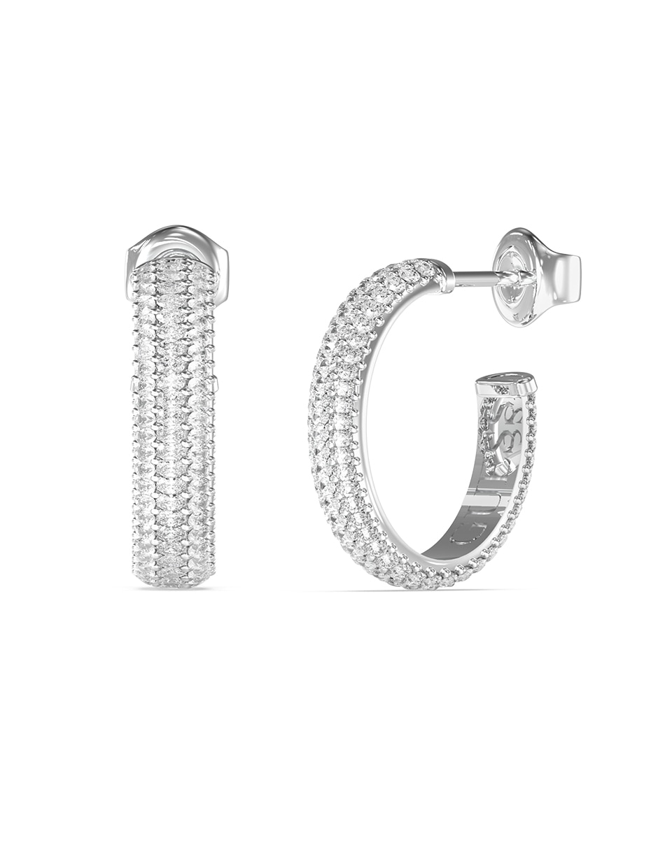 Aretes de aro Essenza con acabado pavé circonita Aretes de aro Essenza con acabado pavé circonita
