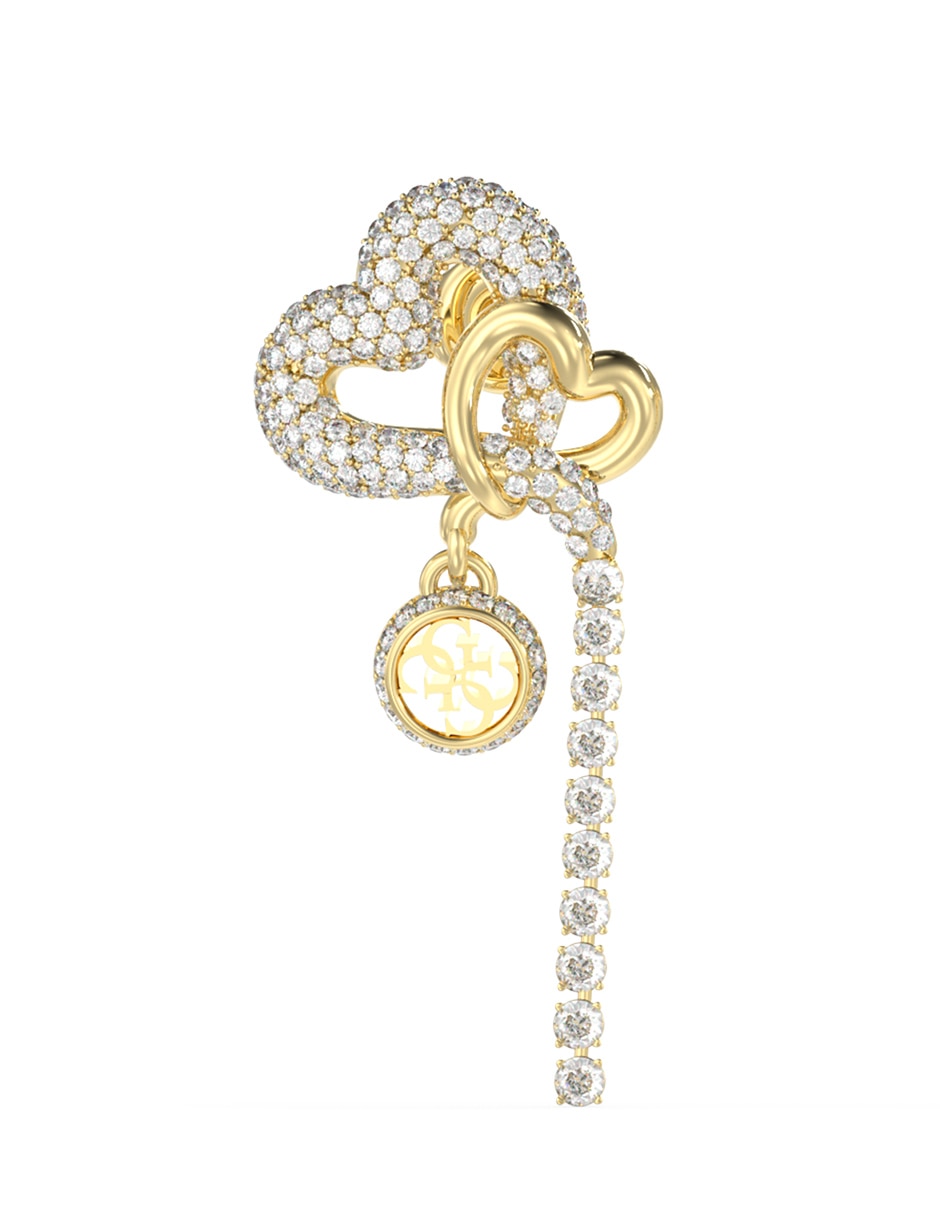 Aretes largos Love Bites de acero inoxidable con acabado pavé circonita 2