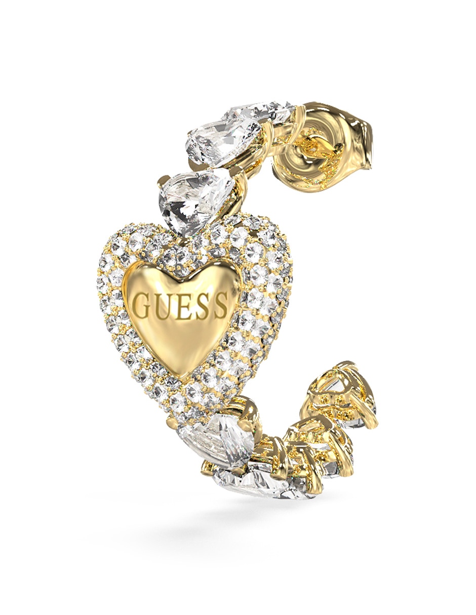 Aretes cortos de corazón Beloved con acabado pavé circonita 3