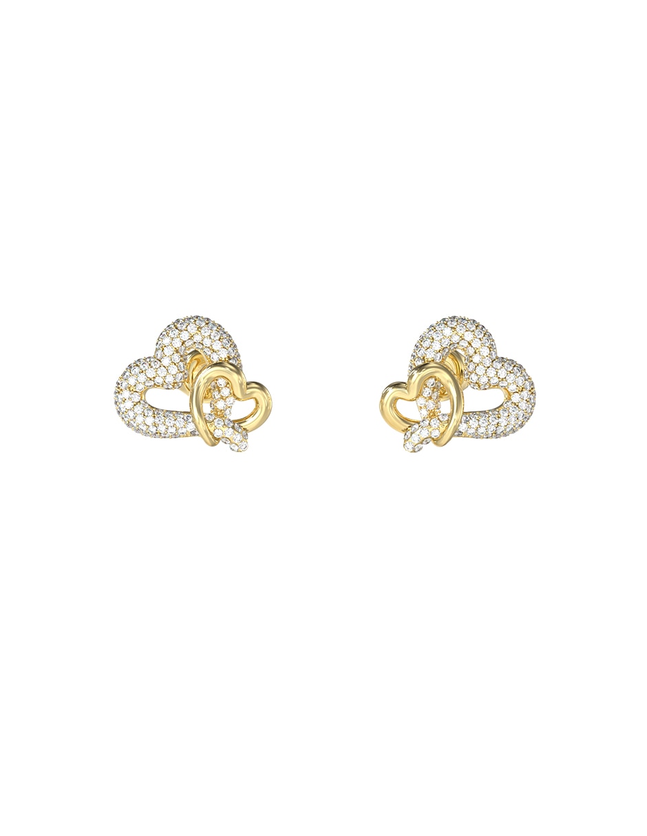 Aretes cortos de corazón con acabado pavé circonita