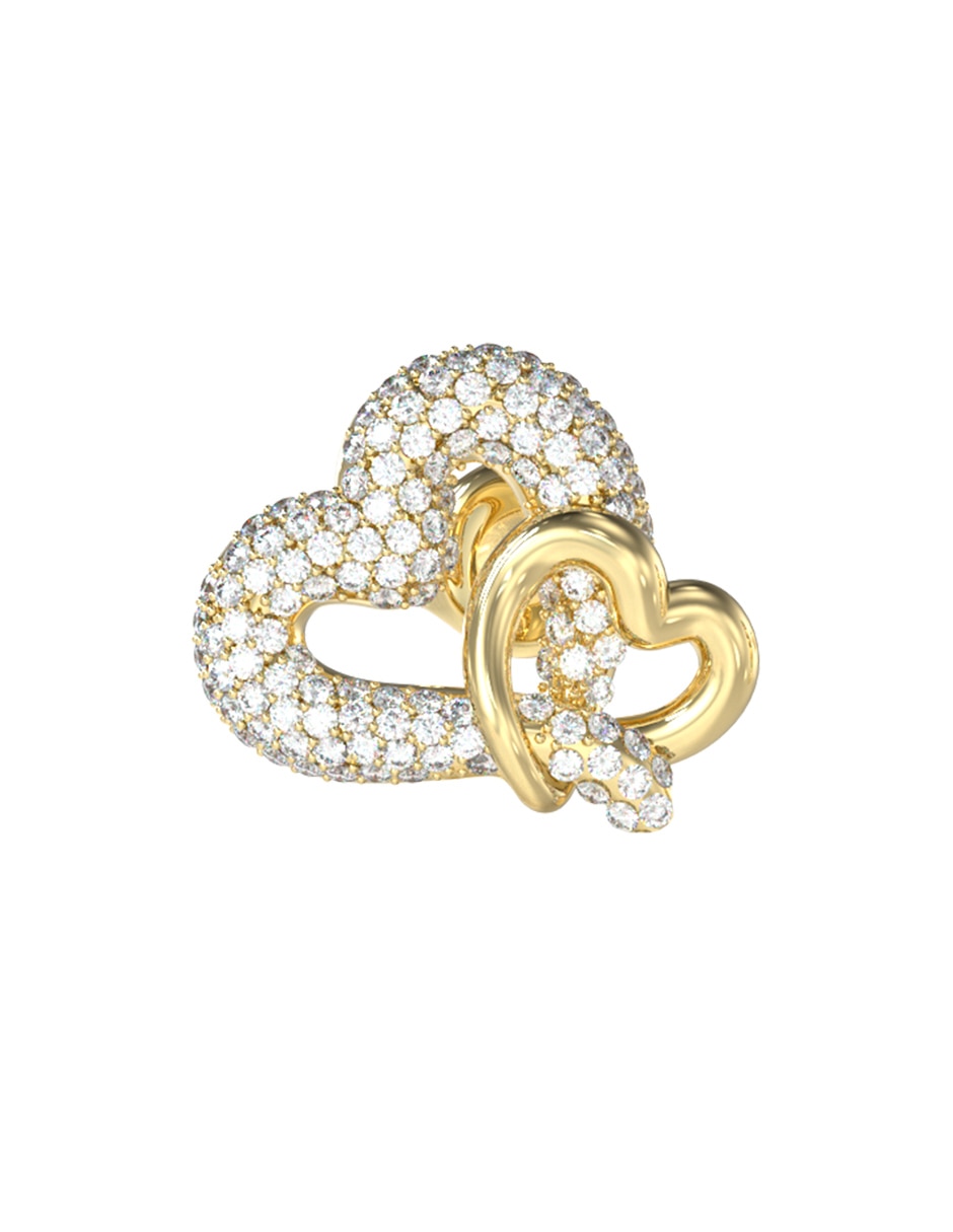 Aretes cortos de corazón con acabado pavé circonita 2