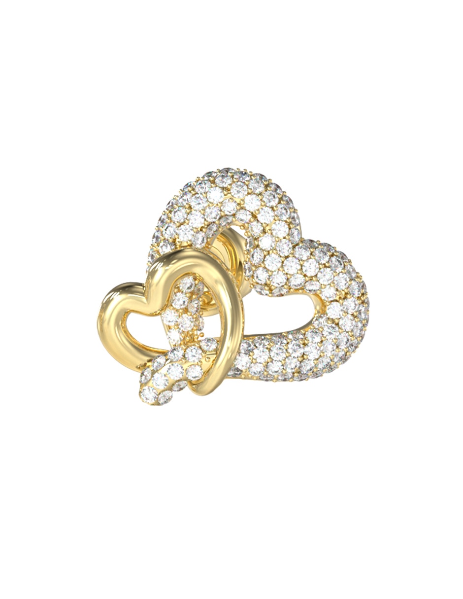 Aretes cortos de corazón con acabado pavé circonita 3