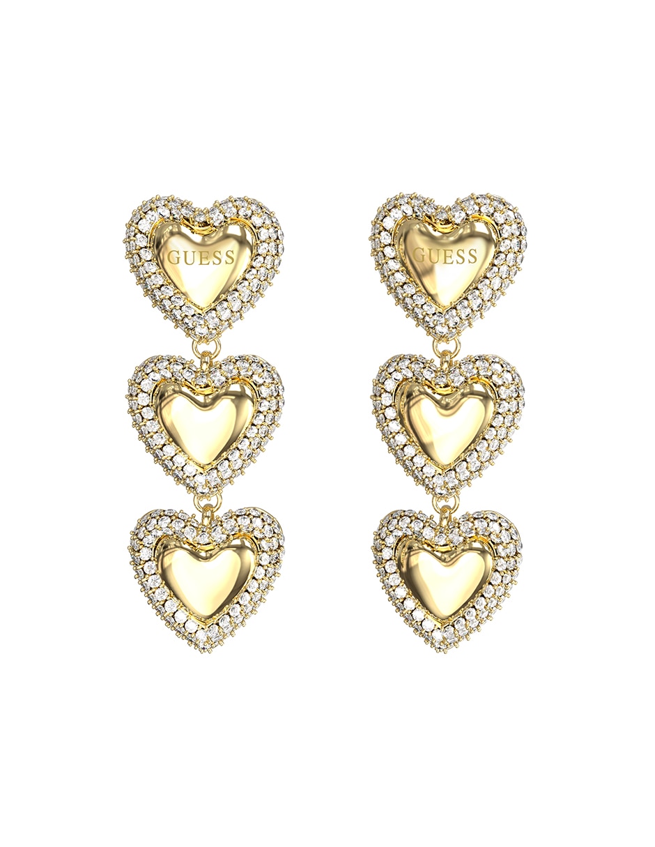 Aretes largos de corazón Beloved con acabado pavé circonita