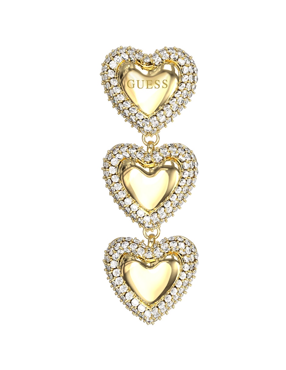Aretes largos de corazón Beloved con acabado pavé circonita 2