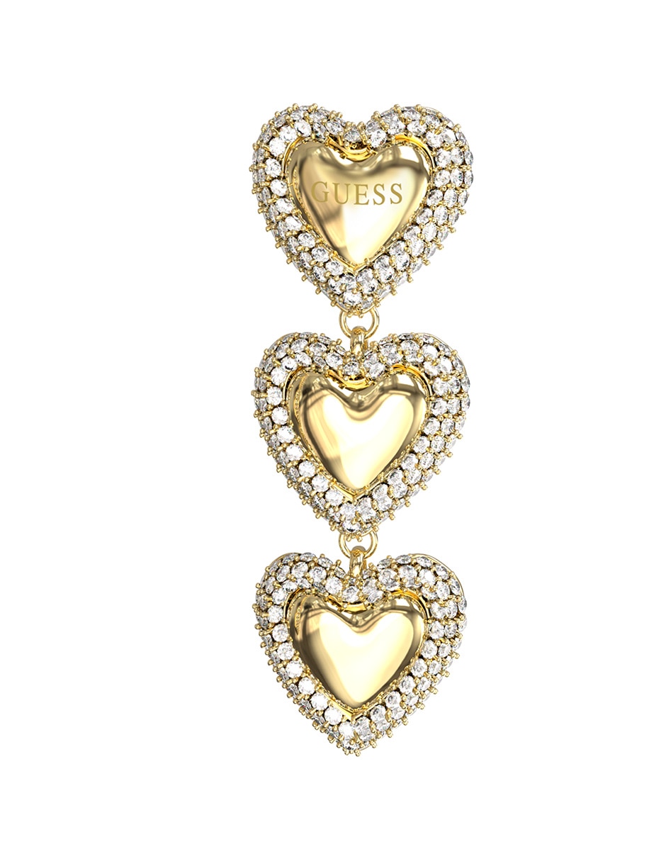 Aretes largos de corazón Beloved con acabado pavé circonita 3