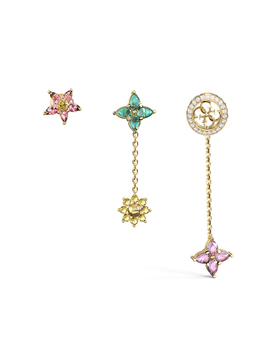 Aretes largos de estrella Secret garden con acabado pavé circonita