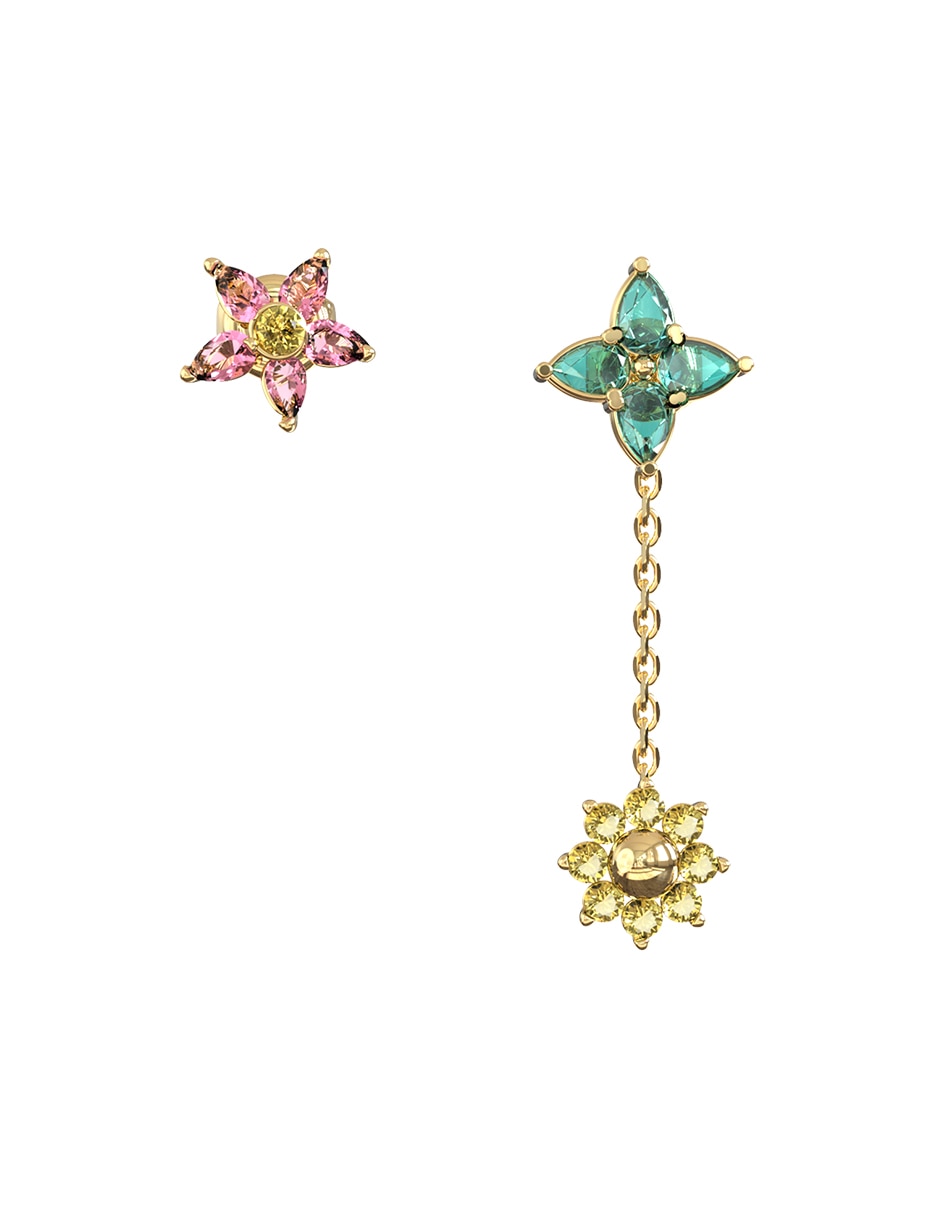 Aretes largos de estrella Secret garden con acabado pavé circonita 3