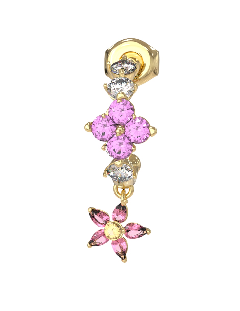 Aretes cortos de flor Secret garden con acabado brillante circonita 3