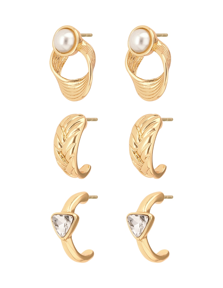 Set de aretes cortos con acabado pavé 2