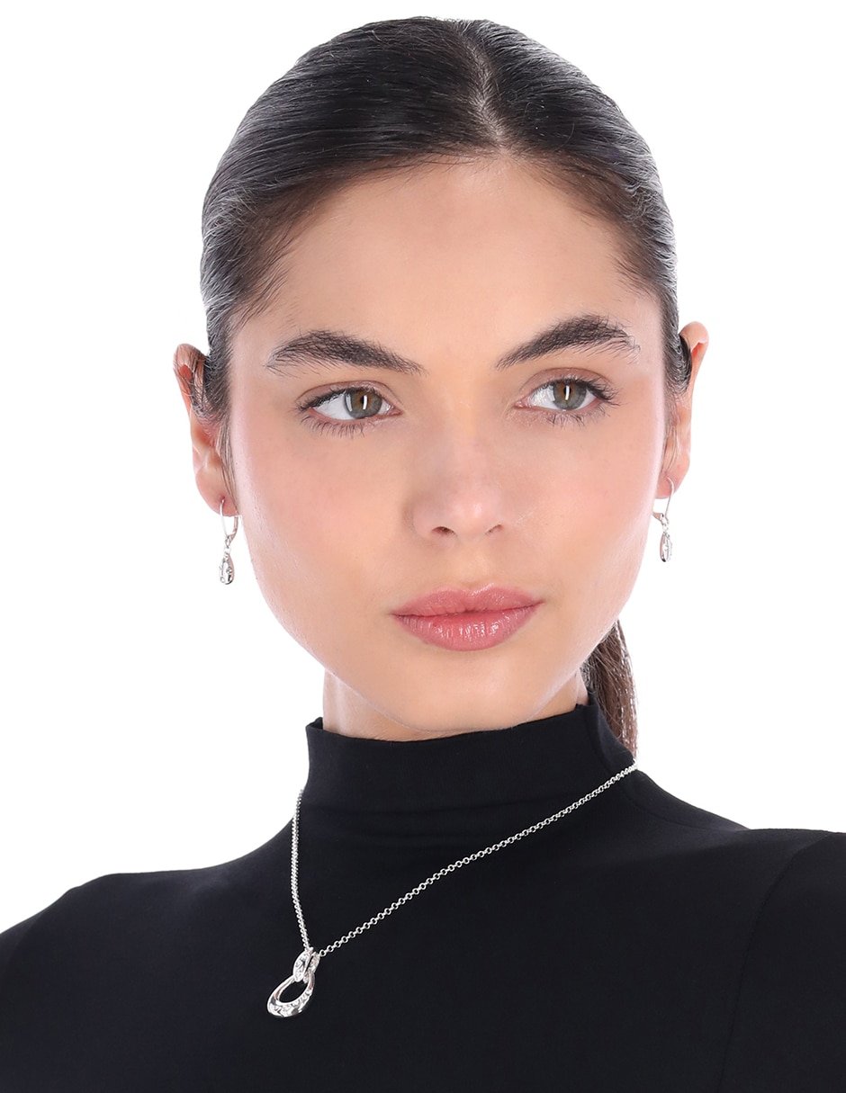 Aretes y collar de gota circonita 3