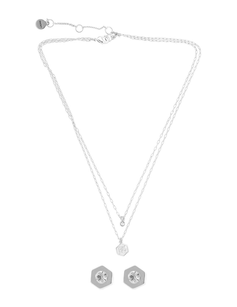 Set aretes y collar de hexagonal
