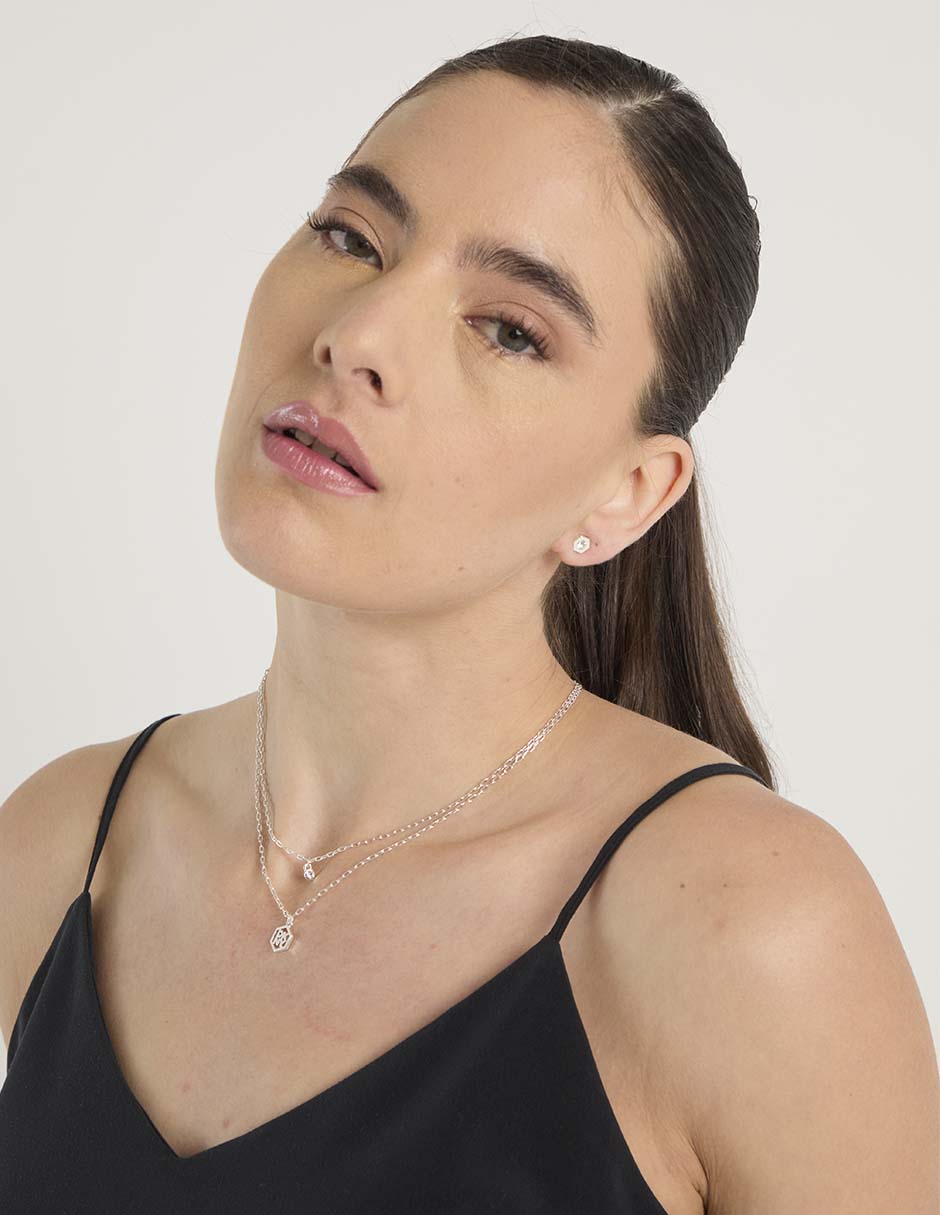 Set aretes y collar de hexagonal 7