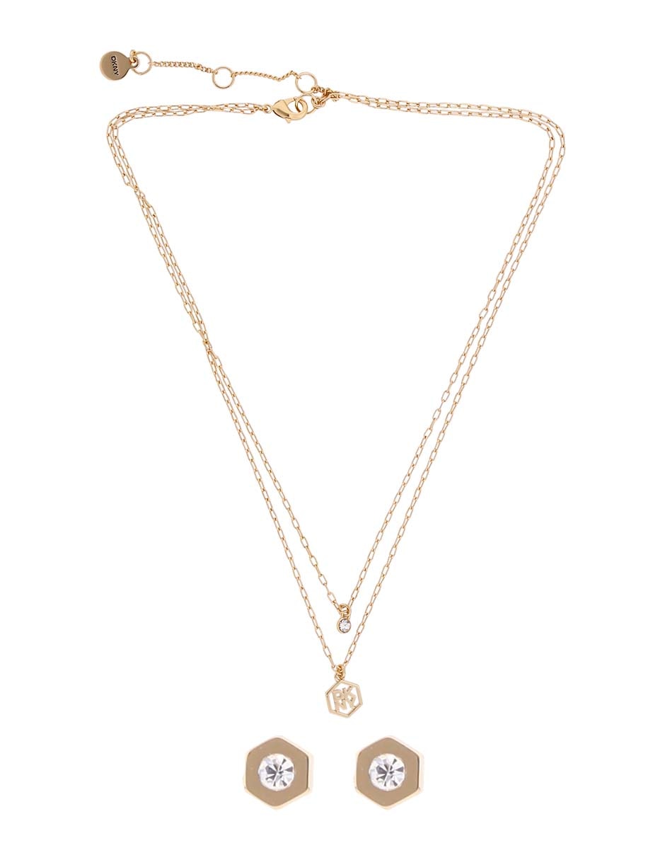 Set aretes y collar de hexagonal