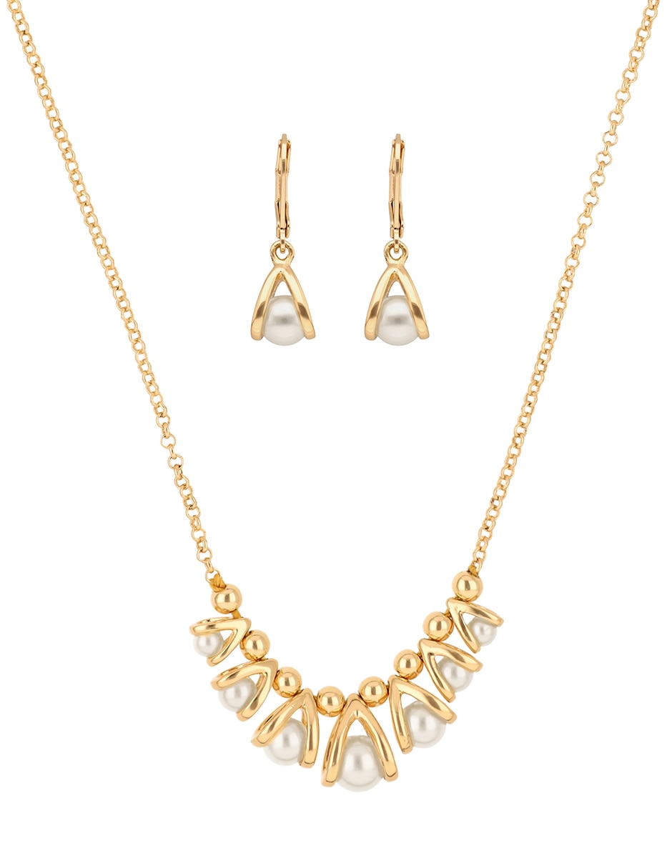 Aretes y collar perla Aretes y collar perla
