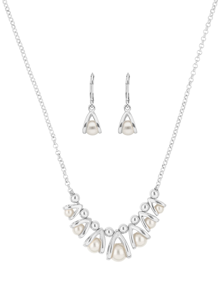 Aretes y collar perla