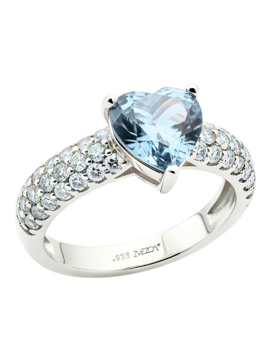 Anillo de corazón Élan P 925 de plata circonita brillante