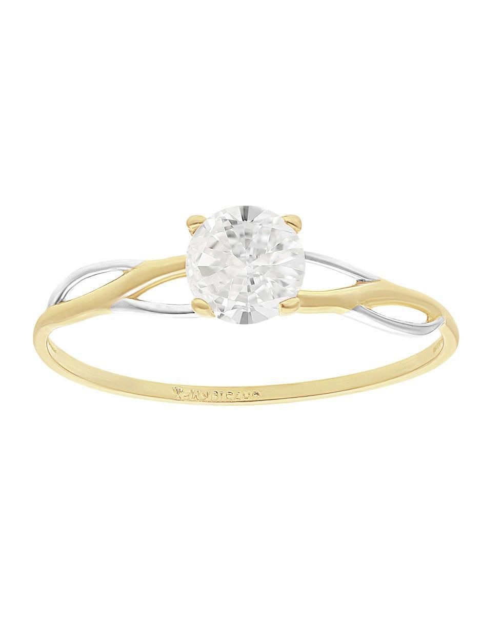 Anillo 10 k de oro zirconia pulido