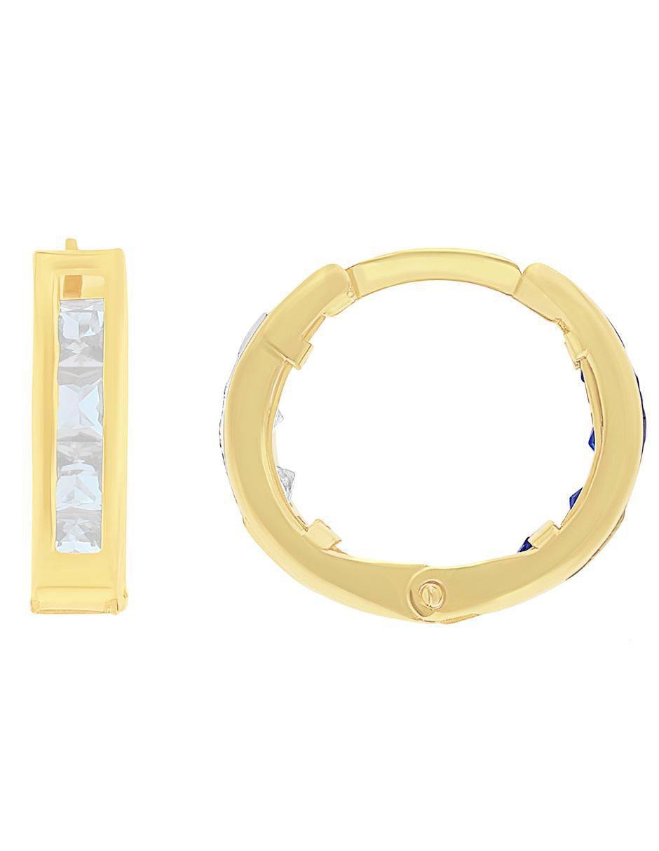 Aretes huggies de oro 10 k con acabado pulido zirconia 2