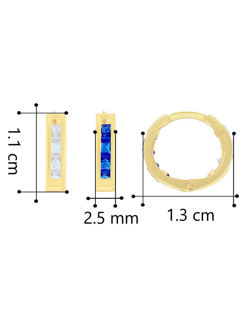 Aretes huggies de oro 10 k con acabado pulido zirconia 5